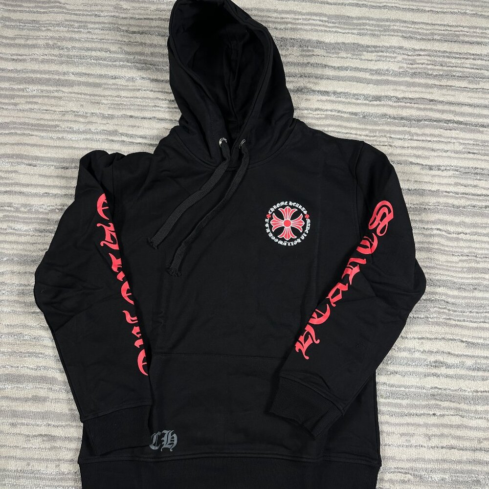Chrome Hearts Black/ Red Made In Hollywood Zip Up Hoodie Mens Large